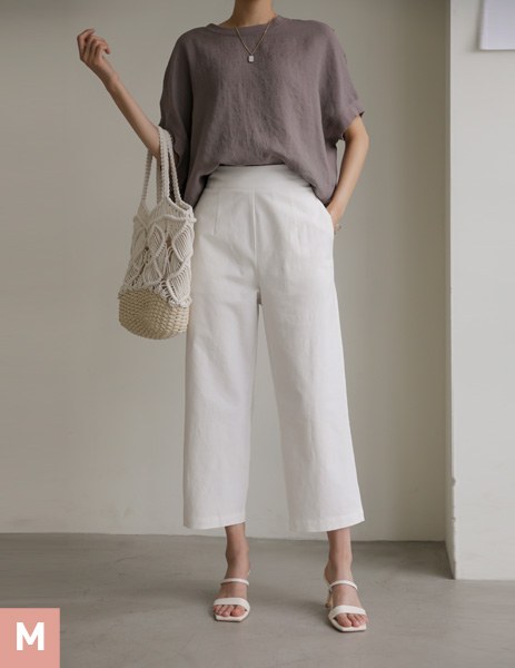 [P] Courang Linen loose-fitting trousers P_A742
