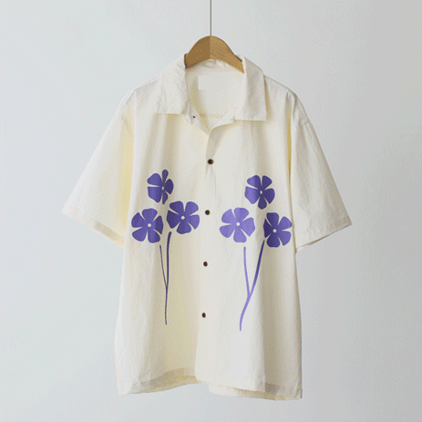 Pinace Flower Short Sleeve Shirt T7726