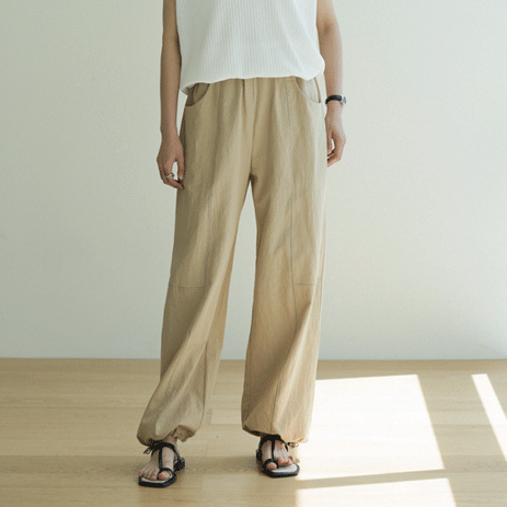 Negby Linen semi-wide long pants P6261