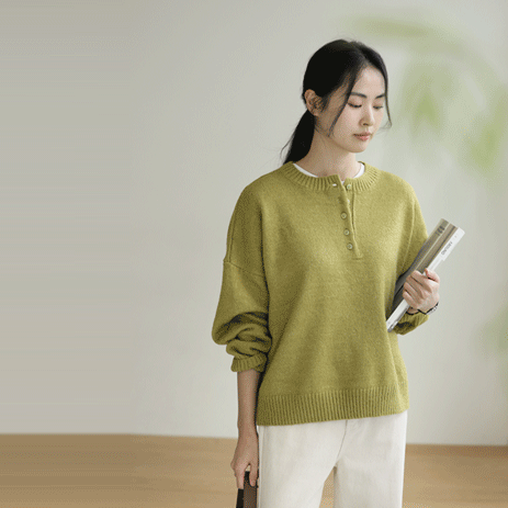 Yekaf Button Wool Knit K3731