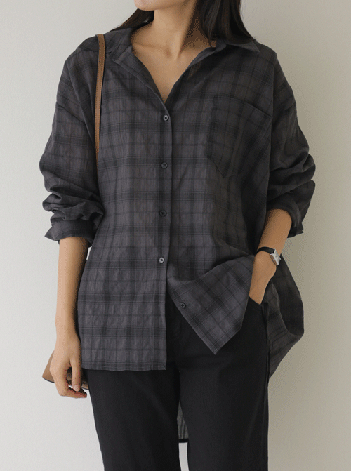 Dotiza Unbalanced Check Shirt T10785