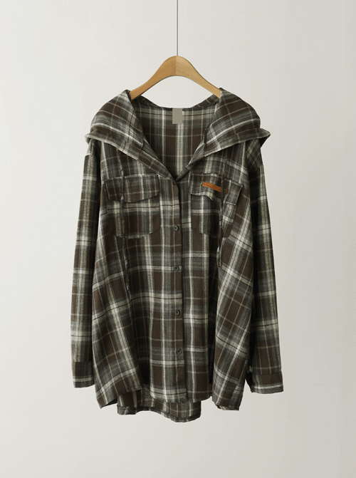 Nurent Check Hooded Shirt T10967