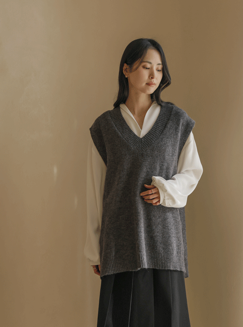 Carpan V-neck Knit Vest Z385