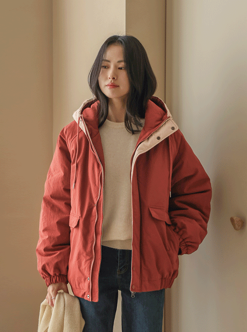 Veride color combination hooded padding U6030