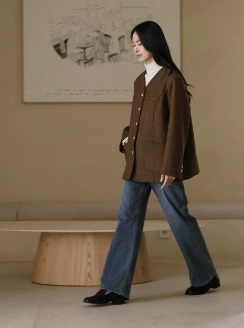 Fratte No Collar Wool Jacket Z412