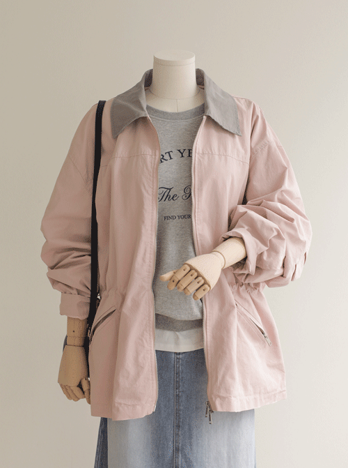 Elephant Color Block Collar Jacket U6254