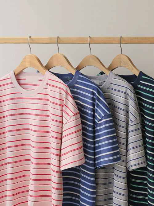 Tacion Striped Short T-shirts T11859