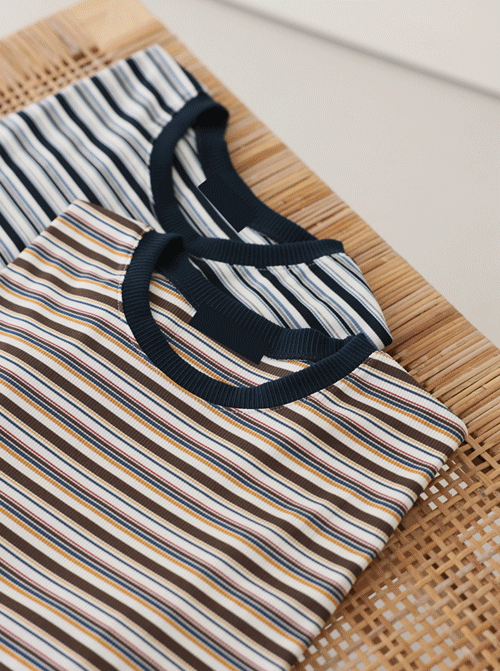 Hezano Striped Short T-shirts T12141