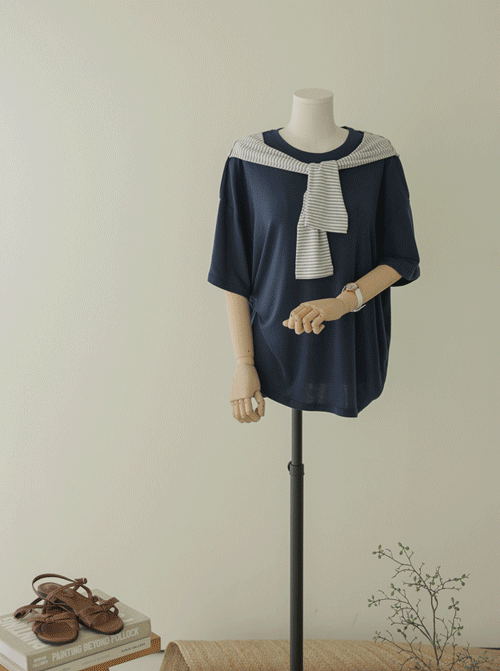 Mebiro Sailor Shawl Short T-shirts T12253