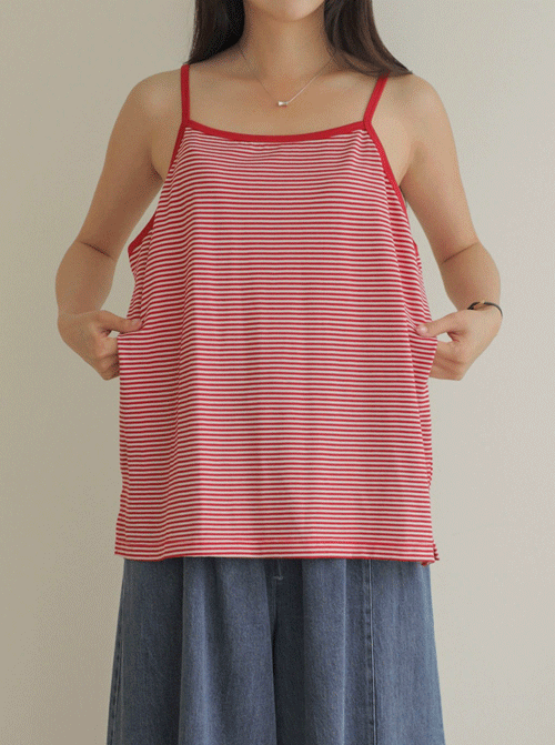 Reina Stripe Sleeveless Shirts Z523