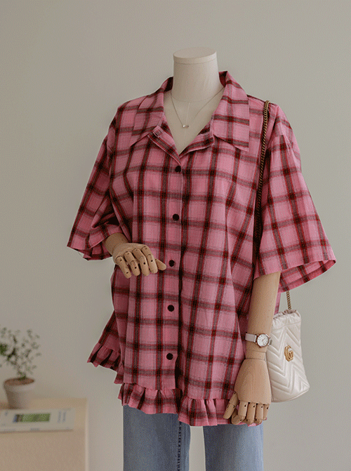 Jo Hemi Check Blouse T12511