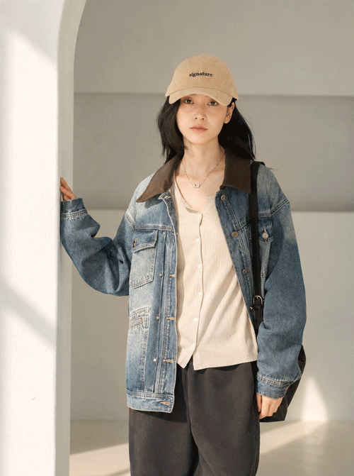 Teora color combination denim jacket Y156