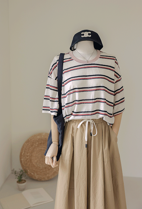 Jariseel Striped Short T-shirts Y111